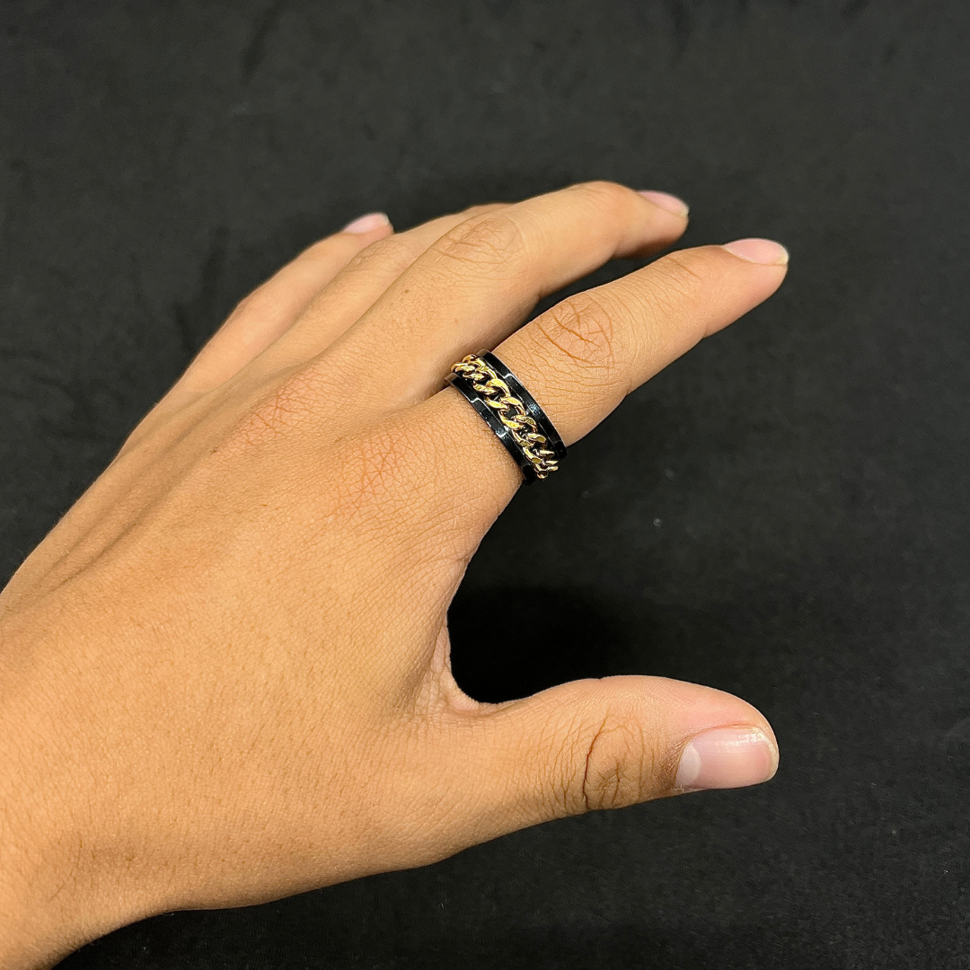 Anillo Antiestrés Negro / Dorado