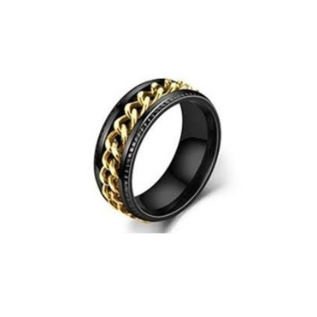 Anillo Antiestrés Negro / Dorado