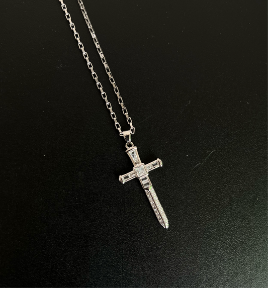 Cadena con dije de cruz (Diamantado)