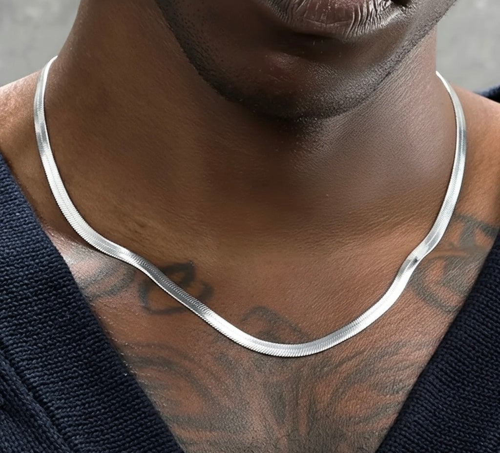 Cadena Piel de Serpiente Plateada