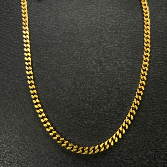 Cadena Cubana Martillada Dorada